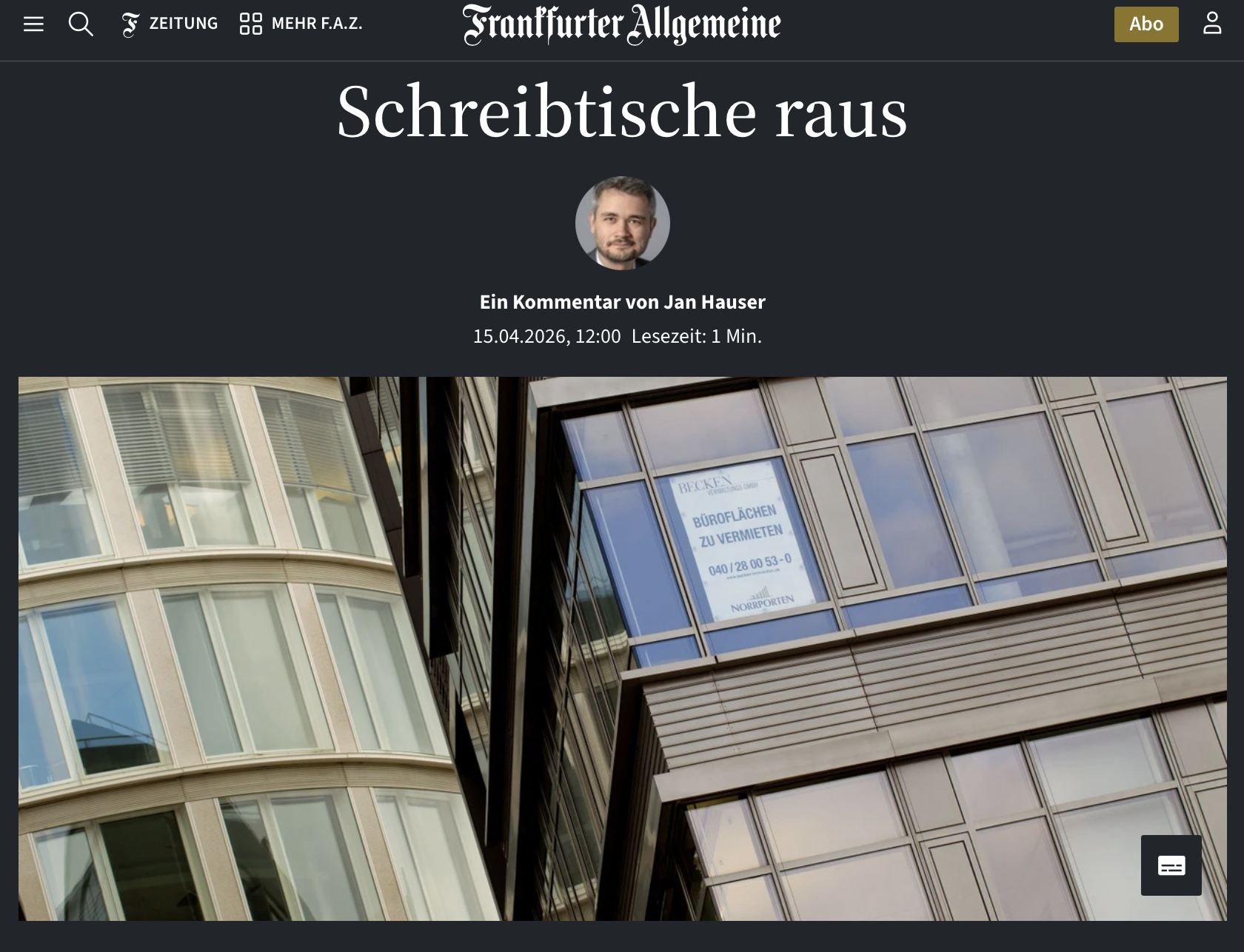 Das Versprechen leerer Büros: Schreibtische raus